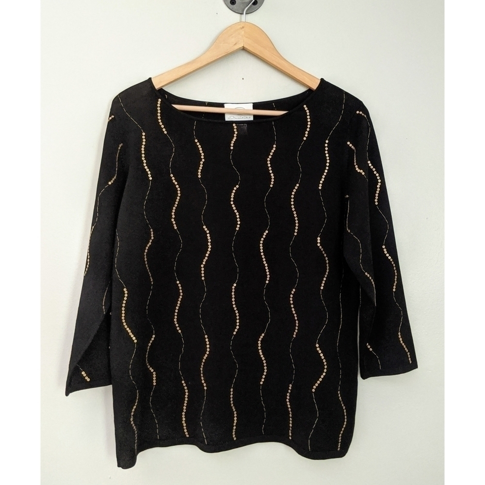 Oscar by Oscar de la Renta Black and Gold Top